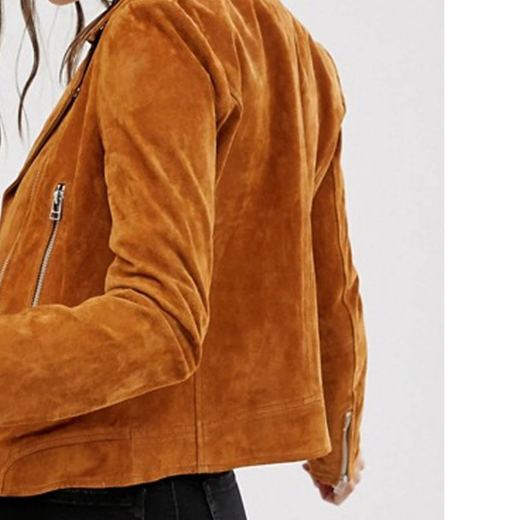 New Women’s Brown Western Genuine Suede Leather Biker Jacket