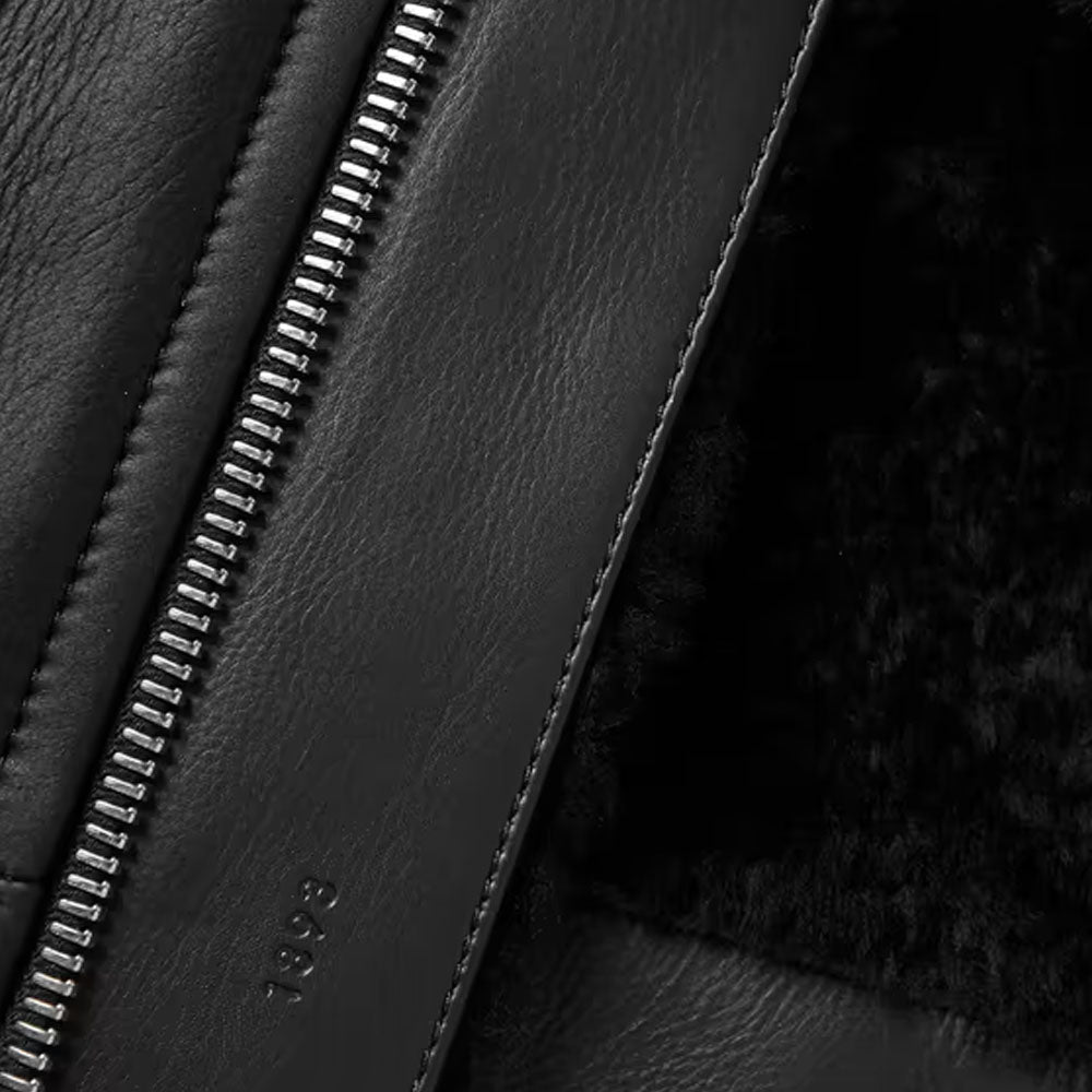 Black Sheepskin Flying Aviator Pilot RAF Black Shearling Leather Jacket