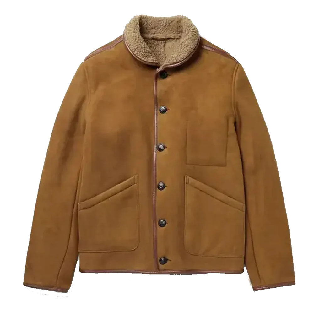 Men Airforce Flying Aviator B3 Bomber Coffee Brown Shearling Leather Jacket