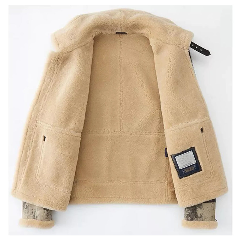 New Men 2023 B3 RAF Sheepskin Shearling Flight Leather Bomber Jacket