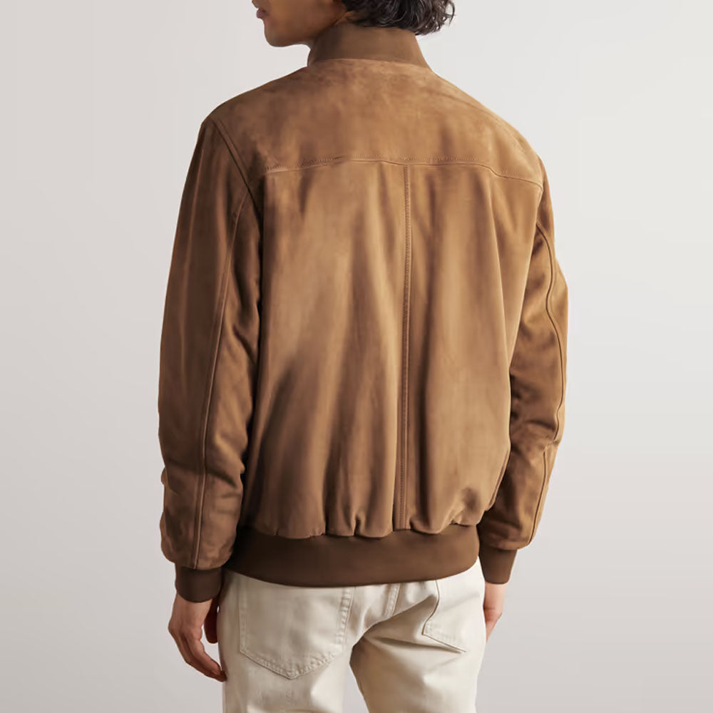 Men Lambskin Bomber Suede Leather Jacket