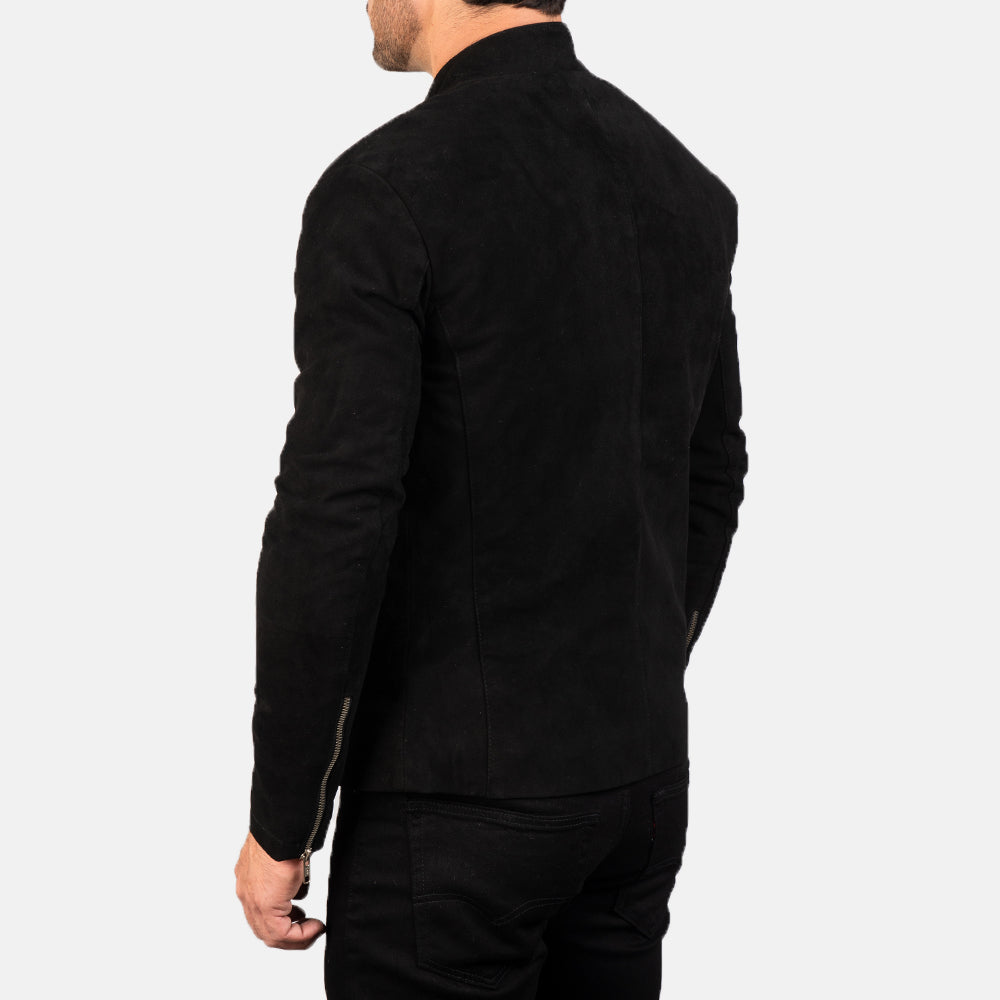 Men’s Western Genuine Leather Suede Charcoal Black Suede Biker Jacket