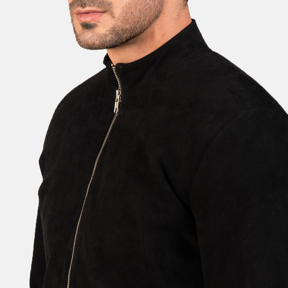Men’s Western Genuine Leather Suede Charcoal Black Suede Biker Jacket