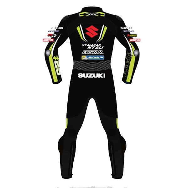 New Men MotoGP Suzuki Ecstar Black Motorcycle Bike Race Leather Suit