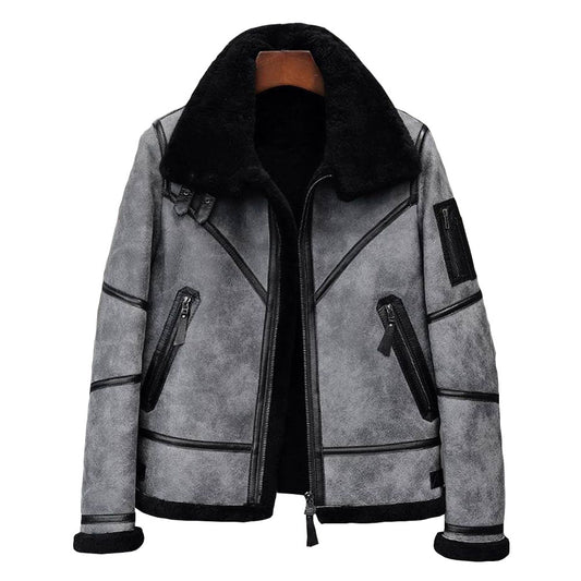 Mens Aviator B3 Bomber Coat Flying RAF Sheepskin Airforce Leather Jacket