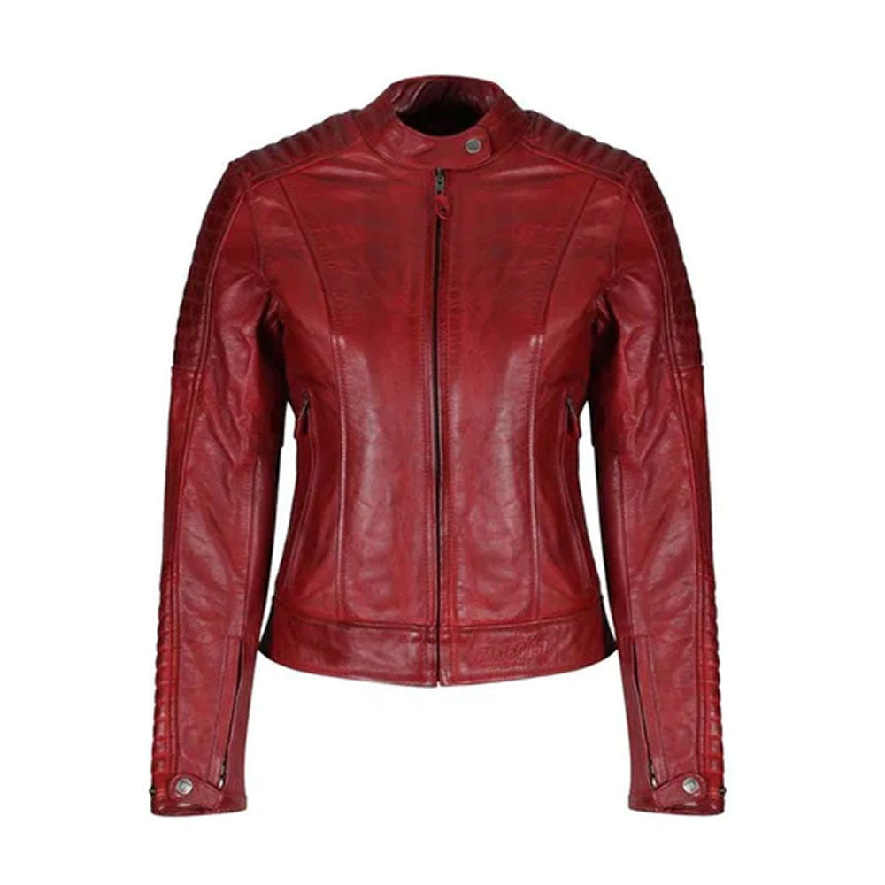 Red B3 Women Sheepskin Biker Leather Jacket