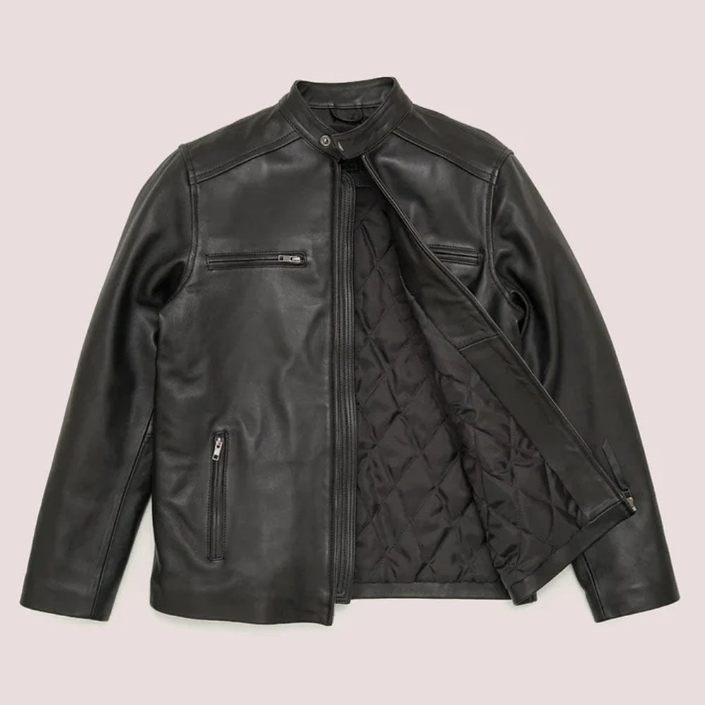 Moto Riding Lambskin Black Leather Jacket