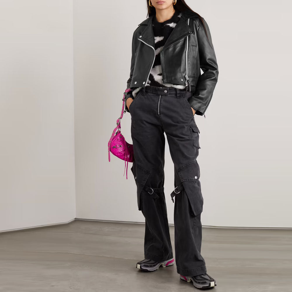 Women Black Lambskin Leather Riding Jacket