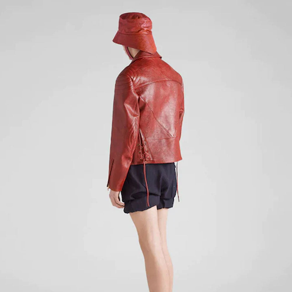 Red Women Lambskin Leather Jacket
