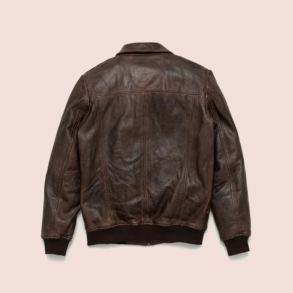 Men Brown Bomber Lambskin Vintage Leather Jacket