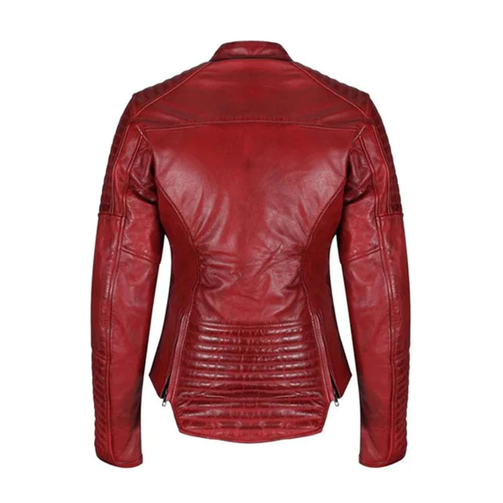 Red B3 Women Sheepskin Leather Jacket