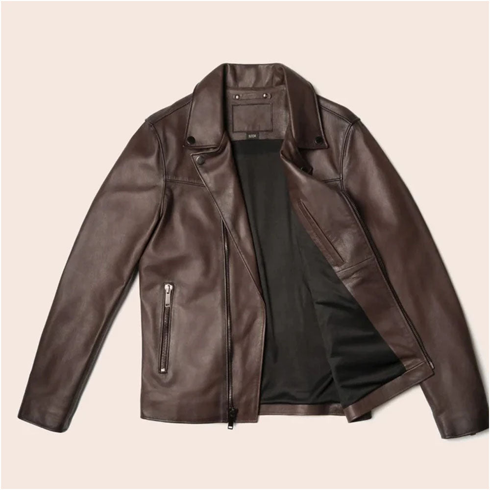 Brown Men Motorbike Leather Jacket