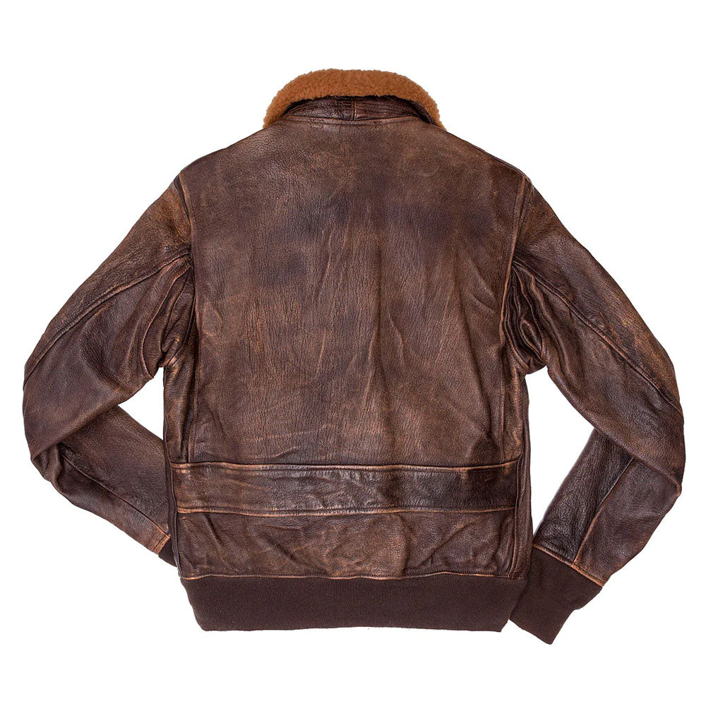 Men Brown Pilot Military G-1 Airforce Bomber Leather Jacket