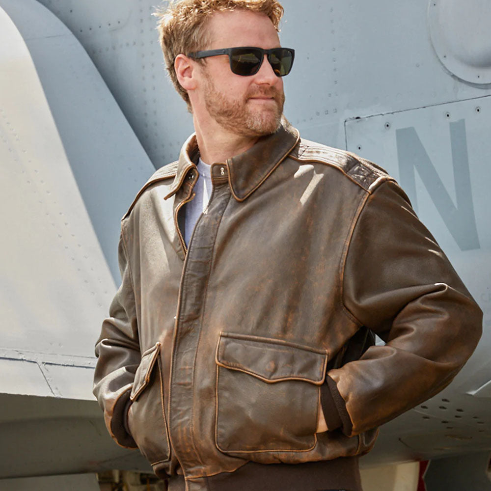 New Aviator Flying Pilot B3 Airforce A-2 Brown Bomber Leather Jacket