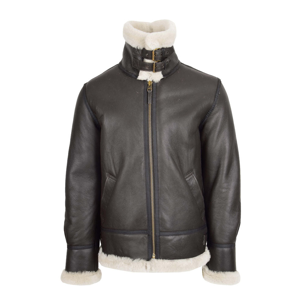 Men Sheepskin Aviator Shearling Leather Jacket