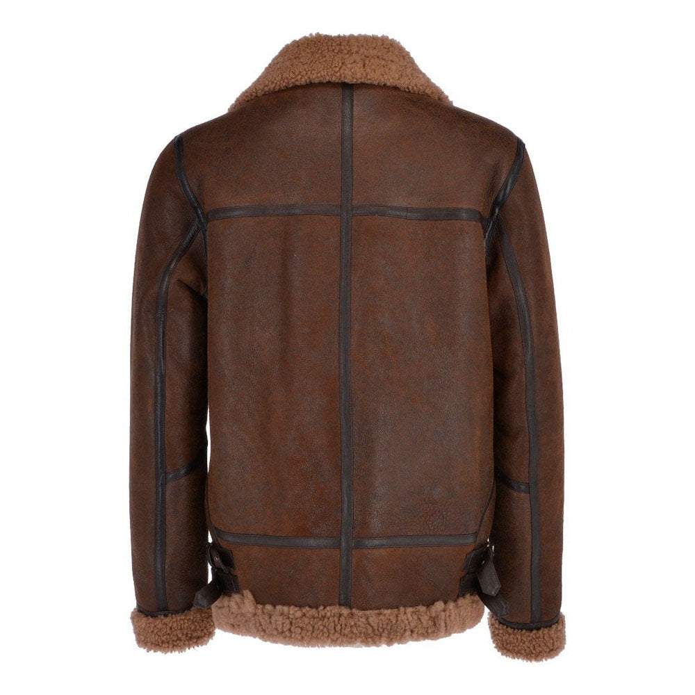 Men Sheepskin Flight Brown B3 Shearling Leather Jacket