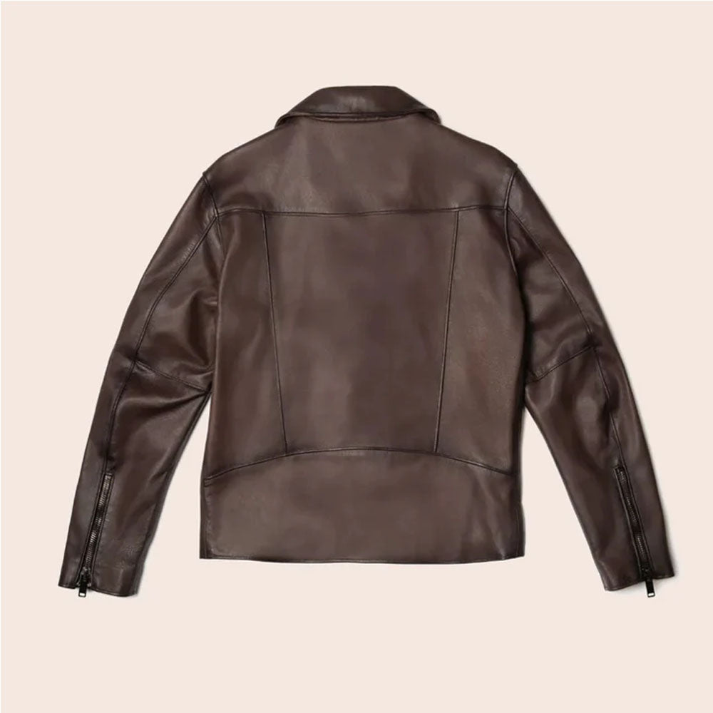 Brown Racer Motorbike Leather Jacket