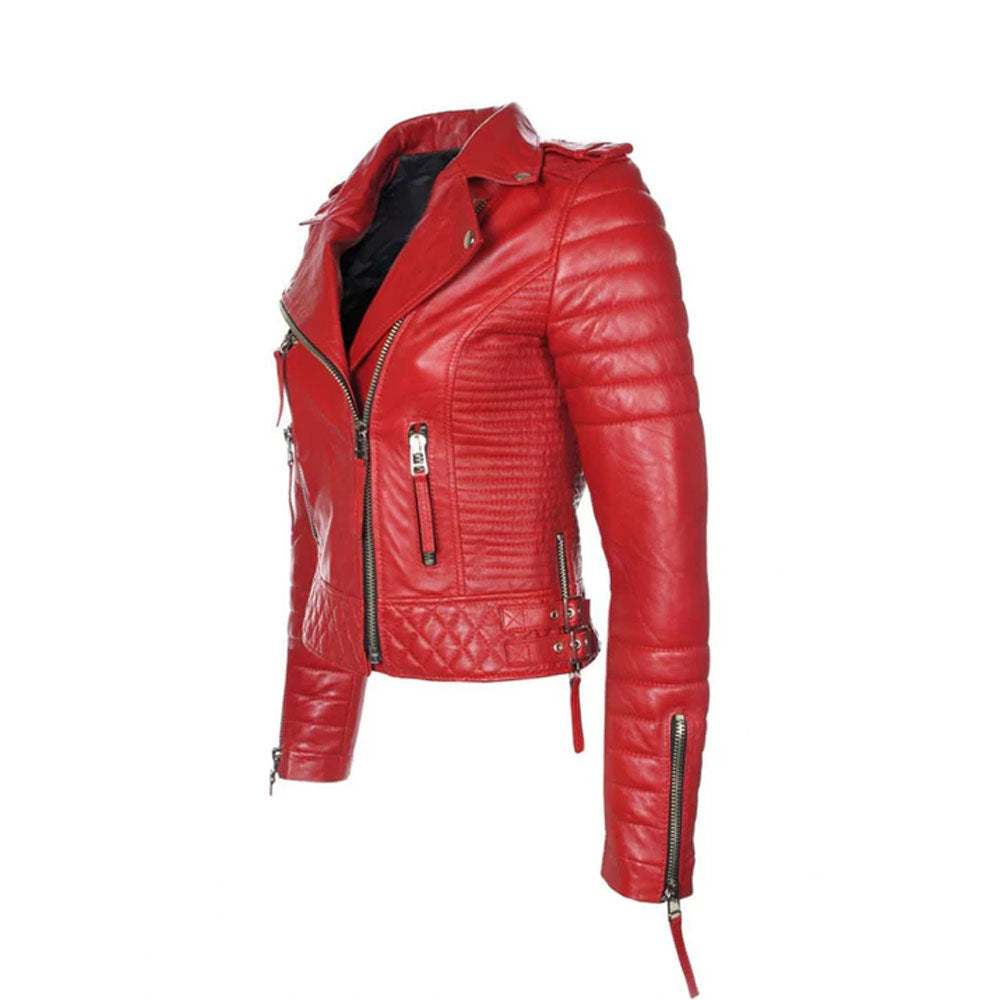 Red RAF Lambskin B3 Women Leather Jacket