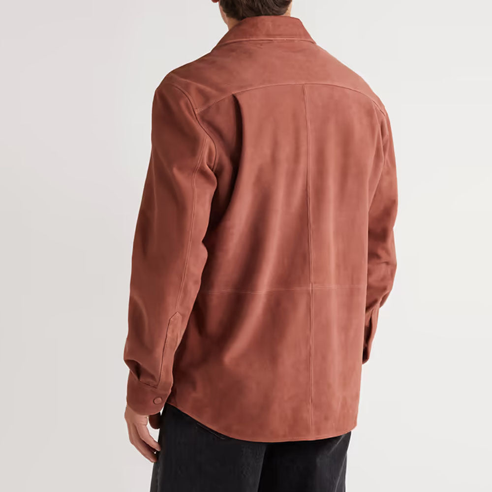 Men's Lambskin Suede Leather Shirt Jacket