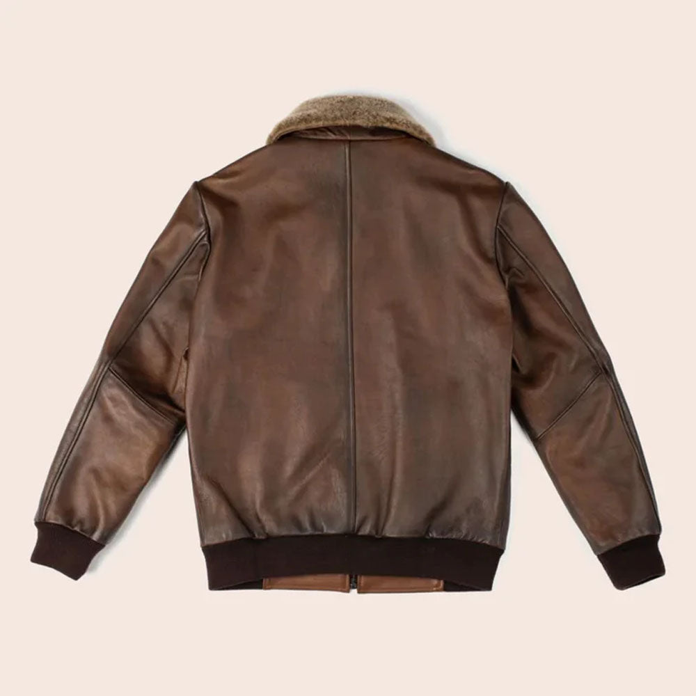 Chocolate Brown Flight G-1 Trucker Bomber Genuine Leather Jacket