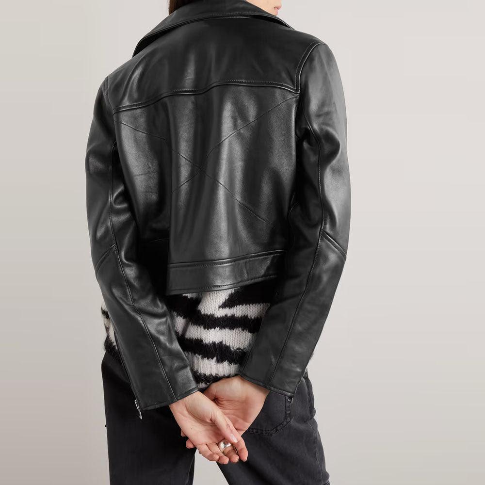 Black Lambskin Leather Riding Biker Jacket