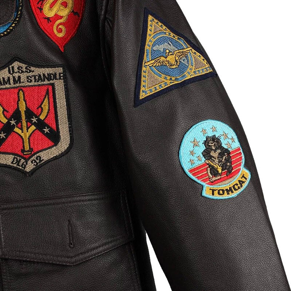 Men Airforce Pilot RAF Collar Sheepskin Brown Shearling Leather Jacket