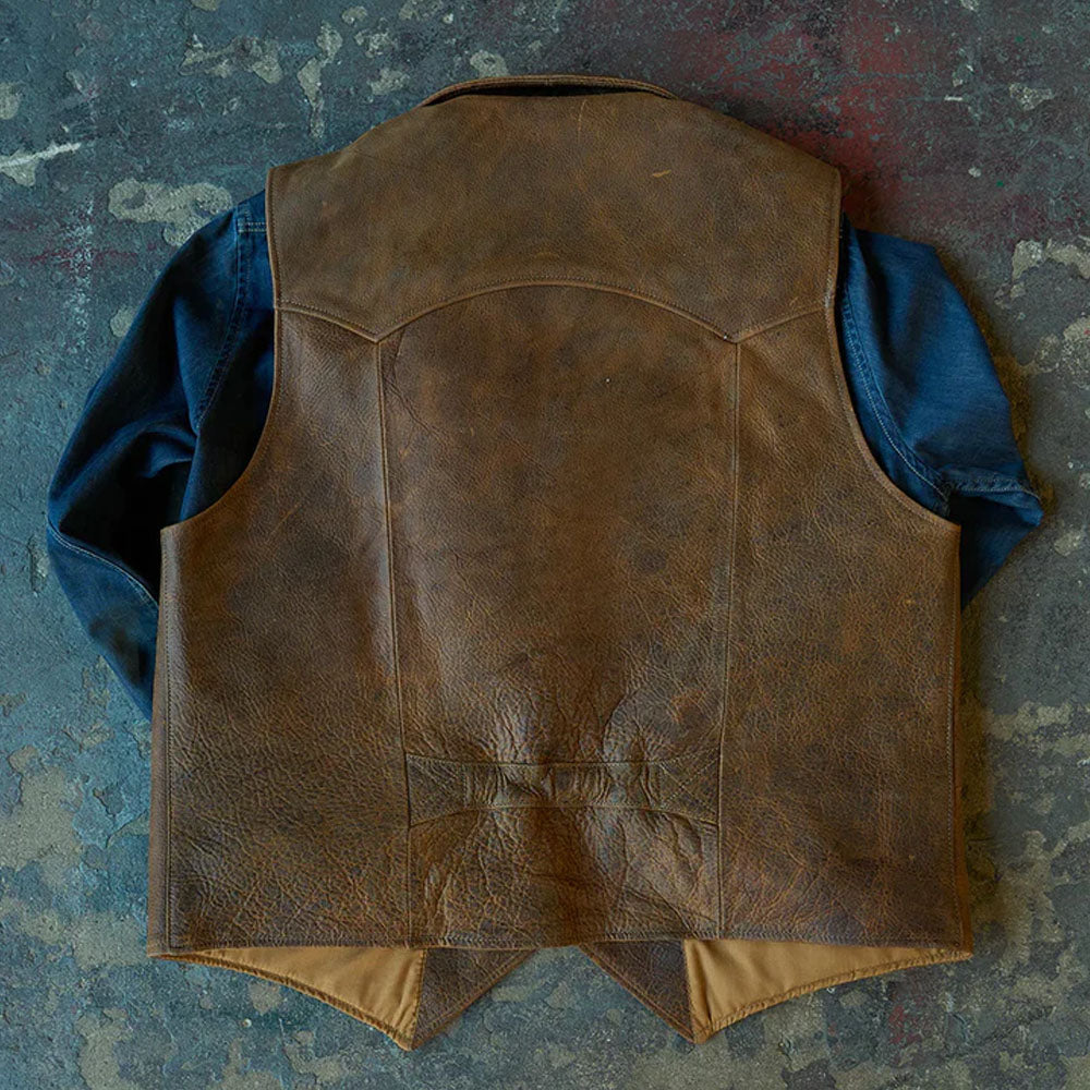 Mens Biker Sheepskin Western Genuine Leather Vest