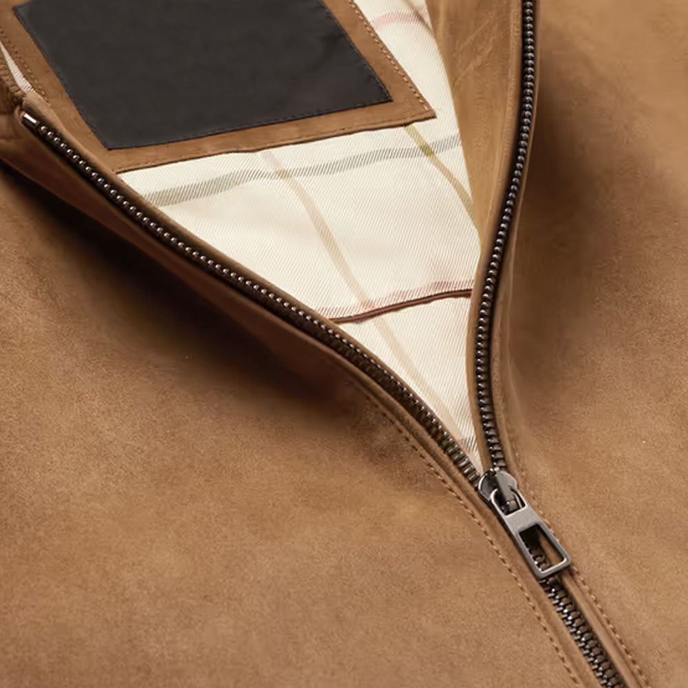 Lambskin Brown Bomber Suede Leather Jacket