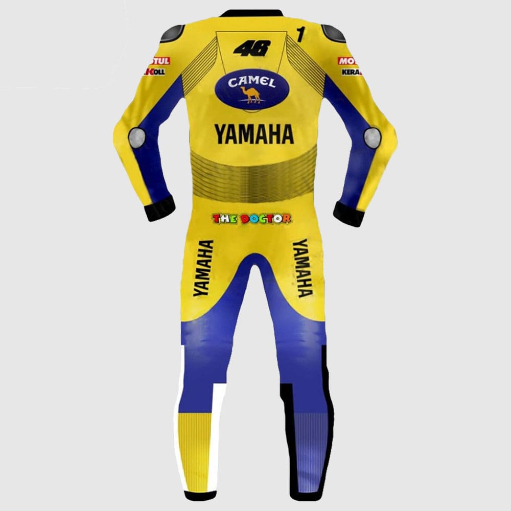 New Men Yellow Rossi Yamaha Camel MotoGP  Motorcycle Leather Biker Suit