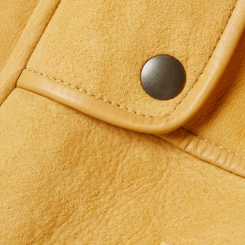 Women Sheepskin Aviator Fur Collar RAF Shearling Leather Jacket