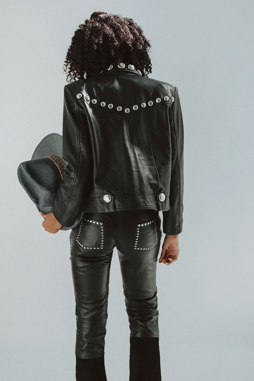 New Black Style Silver Leather Motorcycle Biker Spiked Studded jacket