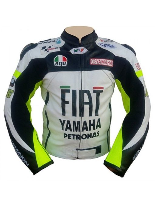 New Men White Branded Yamaha Petronas Motorcycle Leather biker Jacket