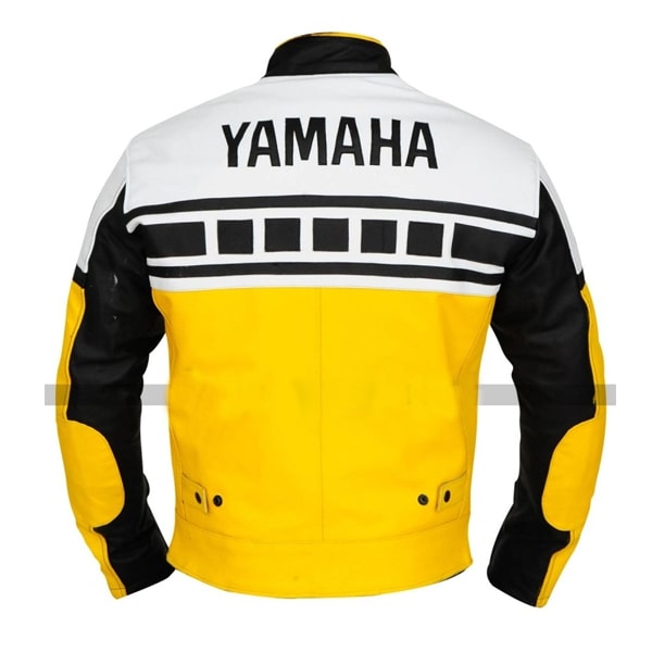New Men Yellow and Black White Yamaha Motorbike Racing Leather Biker Jacket