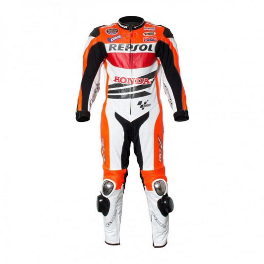 New Men Marc Marquez Honda Repsol Motorcycle Racing Leather MotorGP Biker Suit