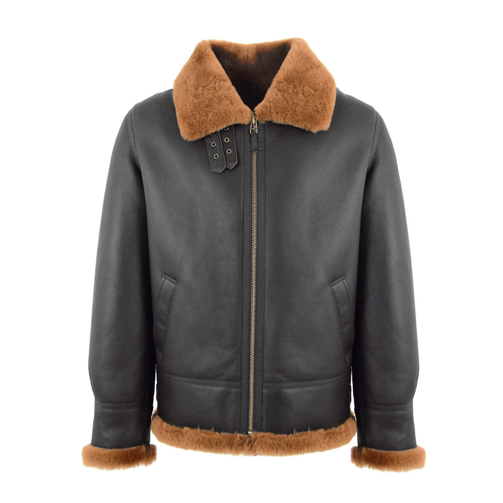 Men's Bomber Aiator B3 Classic RAF Sheepskin brown Leather Jacket