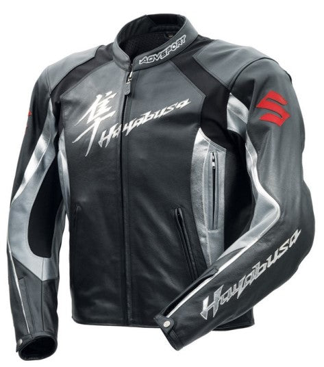 New Men Grey Suzuki Racing Motorbike Leather Textile Jacket