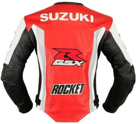 New Men Suzuki GSXR Racing Motorcycle Leather Biker Jacket